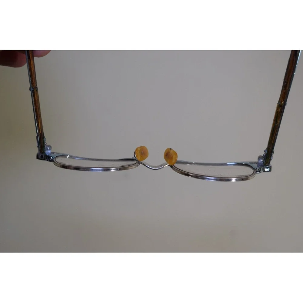 Vintage 1950's RICH LADY Eyeglasses Chrome Silver Etched FLAWS - PARTS OR REPAIR